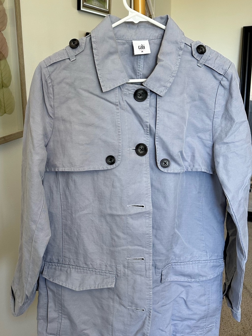 Cabi Women's Light Blue Casual Belted Trench Coat - Size M